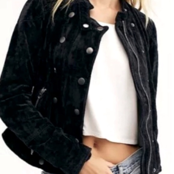Free People Dusk Till Dawn blue velvet Moto jacket